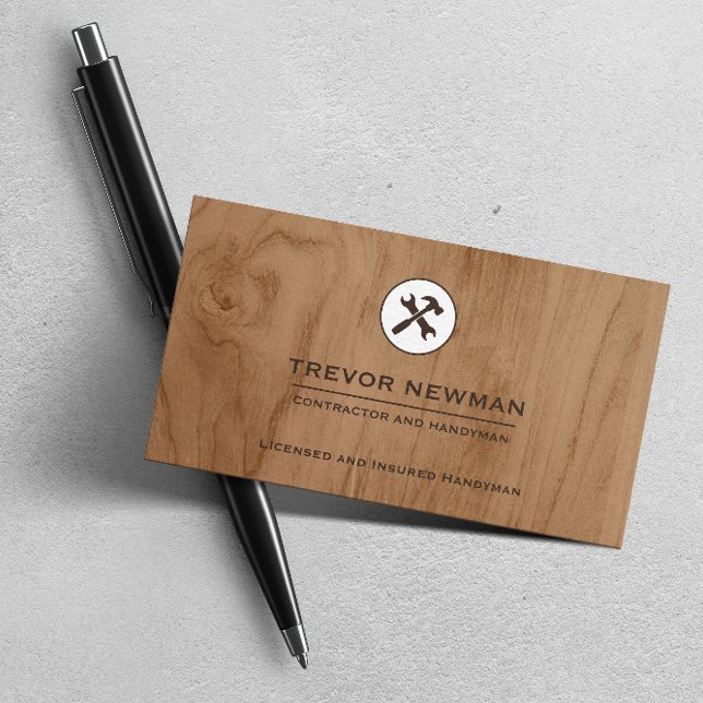 Carte De Visite Construction Handman Carpenter Outils Bois Blanc (Créateur téléchargé)