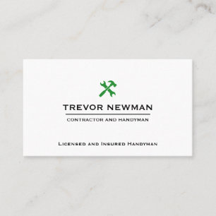 Carte De Visite Construction Handyman Carpenter GREEN Outils