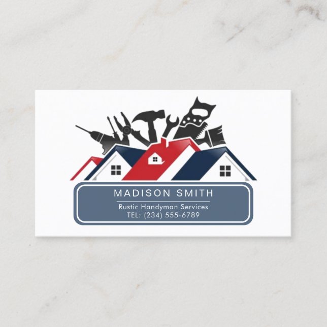 Carte De Visite Construction Handyman Outil de réparation Grunge B (Devant)