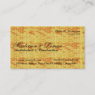 Carte De Visite Construction jaune de constructeur de mur de