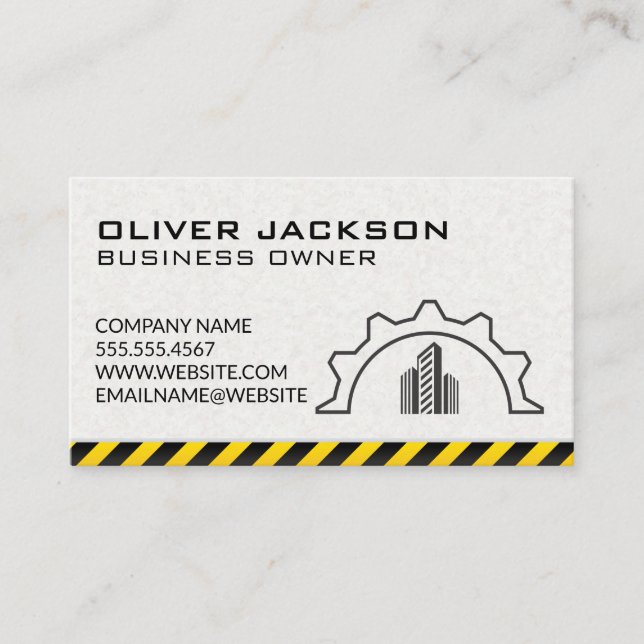 Carte De Visite Construction | Logo de la ville d'engrenages (Devant)