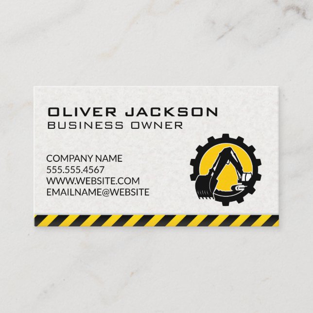 Carte De Visite Construction | Logo du véhicule d'excavateur | Gén (Devant)
