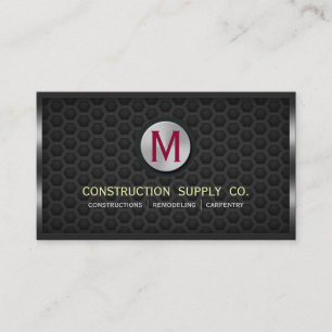Carte De Visite Construction Métal encadré Monogramme Métal foncé