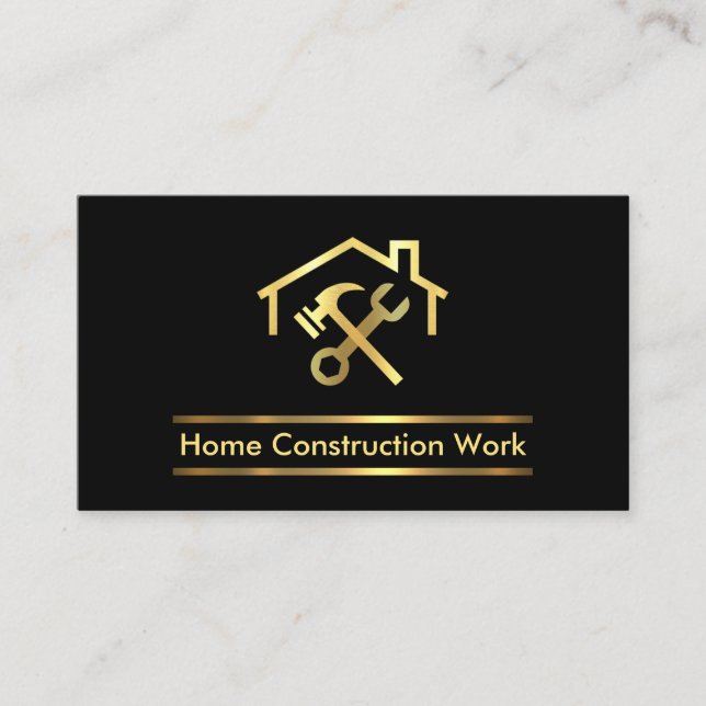 Carte De Visite Construction minimaliste de lignes de placard or (Devant)