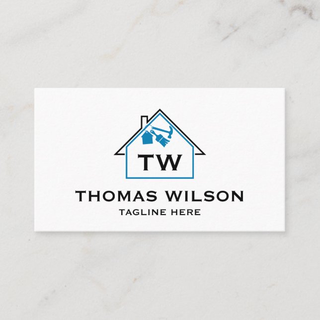 Carte De Visite Construction moderne Handyman Carpenter Outils Bus (Devant)