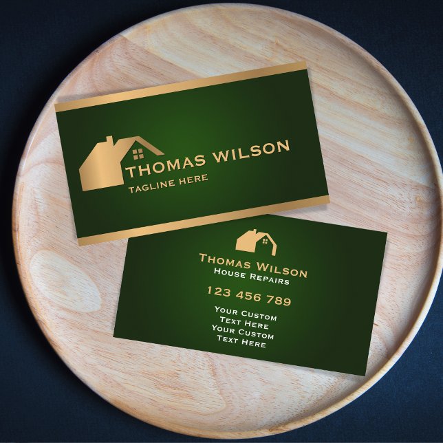 Carte De Visite Construction moderne Handyman Carpenter Roof Or (Créateur téléchargé)