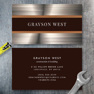 Carte De Visite Construction Moderne Métal Brossé Masculin