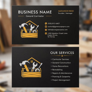 Carte De Visite Construction Moderne Noir Jaune Outils Personnalis