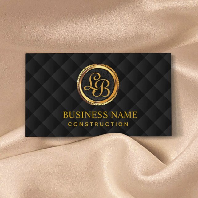 Carte De Visite Construction Monogramme Or Initiales Logo Moderne (Créateur téléchargé)