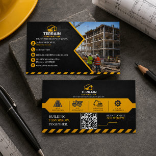 Carte De Visite Construction Or Moderne Noir Et Or