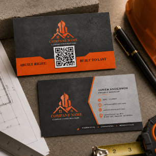 Carte De Visite Construction Or Moderne Noir Et Or