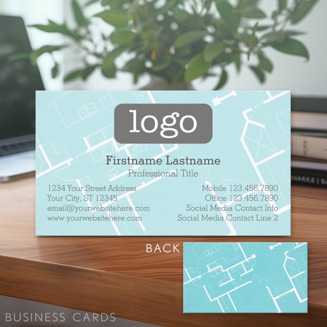 Carte De Visite Construction ou architecte - Plan directeur et log (Custom Business Card - Online Template Plus Low Quantity Printing)