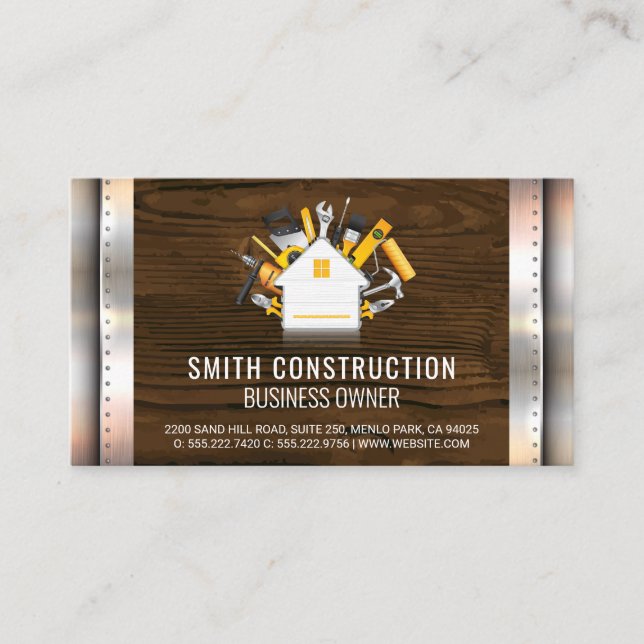 Carte De Visite Construction | Outils matériels | Rivets en métal  (Devant)