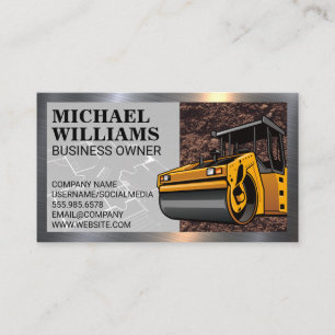 Carte De Visite Construction   Plan directeur   Rouleau à vapeur