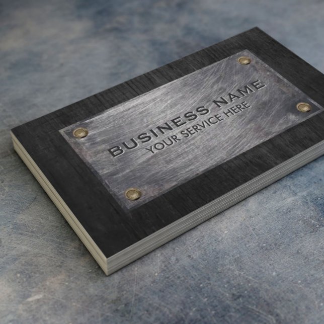 Carte De Visite Construction Professionnelle Bois foncé & Métal (Créateur téléchargé)