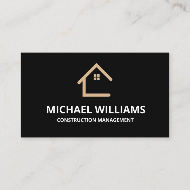Carte De Visite Construction professionnelle Gold & Black General (Devant)