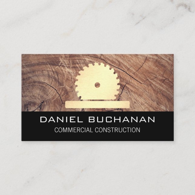 Carte De Visite Construction / Scie à Buzz / Grain de bois (Devant)