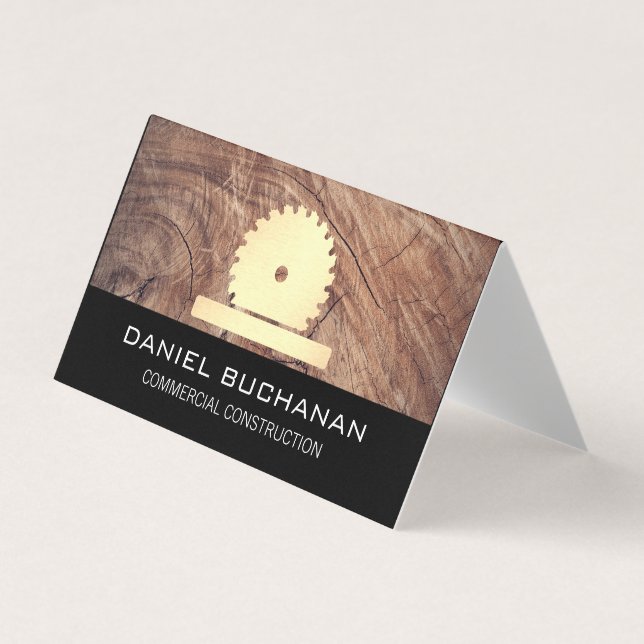 Carte De Visite Construction / Scie à Buzz / Grain de bois (Devant)