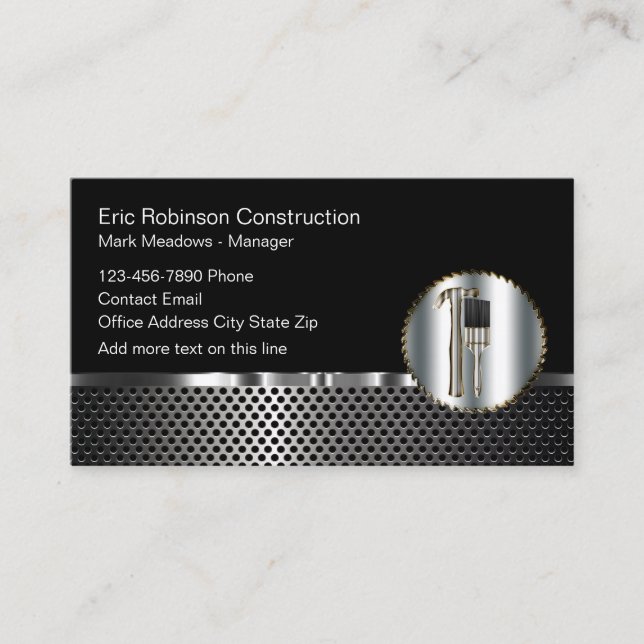 Carte De Visite Construction Silver Look brillant Construction (Devant)