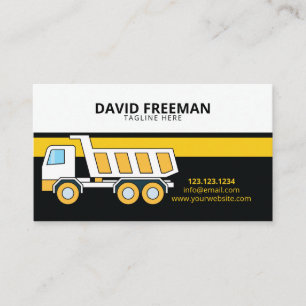 Carte De Visite Construction simple de camions à vidange jaune et 