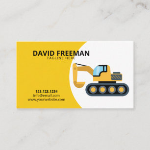 Carte De Visite Construction simple d'excavateur jaune et blanc
