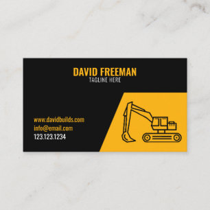 Carte De Visite Construction simple d'excavateur jaune et noir