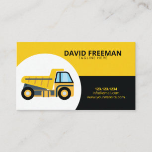 Carte De Visite Construction simple d'un camion à vidange jaune et