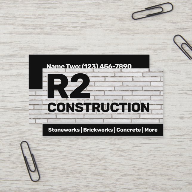 Carte De Visite Construction Stonemason Brick Works sur mesure (Devant/Arrière en situation)