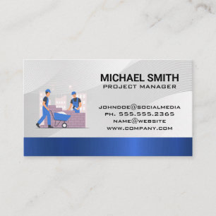 Carte De Visite Construction   Travailleur qualifié   Col bleu