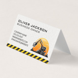 Carte De Visite Construction   Véhicule d'excavation