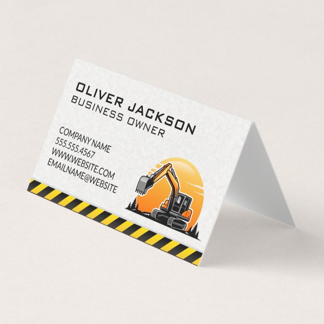 Carte De Visite Construction | Véhicule d'excavation (Devant)