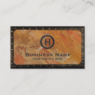 Carte De Visite Construction Vintage Monogramme Bronze Cuivre