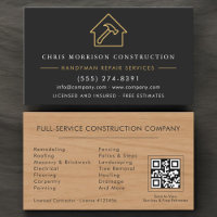 Construction Wood Handyman Black Gold Code QR