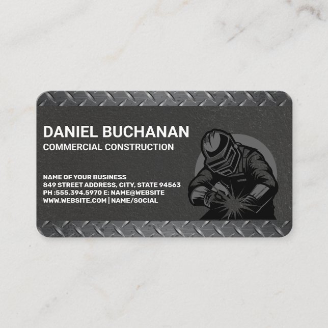 Carte De Visite Construction Worker Welding | Builder Properties (Devant)