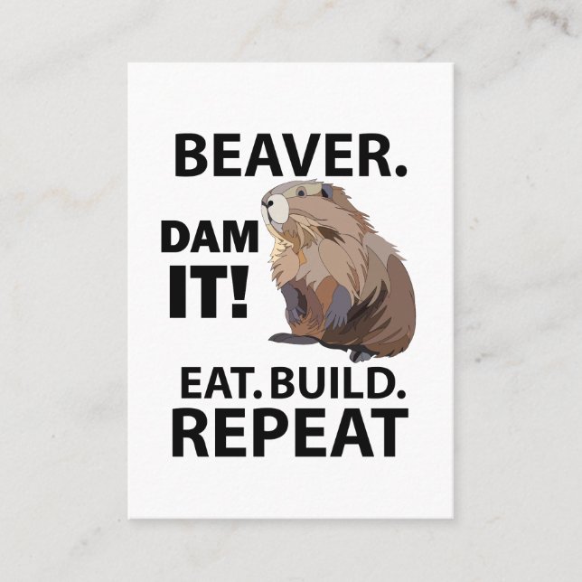 Carte De Visite Construire à manger Répéter Funny Beaver Animal (Devant)