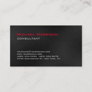 Carte De Visite Consultant à la mode élégant en rouge noir gris