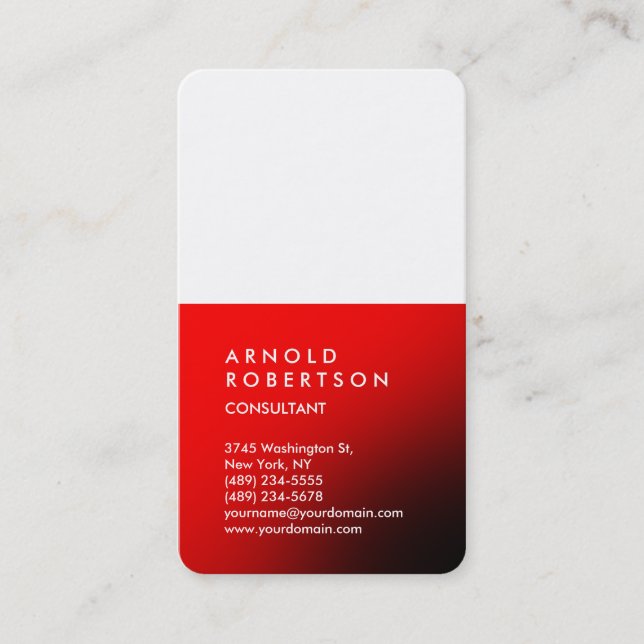 Carte De Visite Consultant à tendance rouge vertical (Devant)