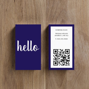 Carte De Visite Consultant Code QR Bleu Blanc Simple Moderne