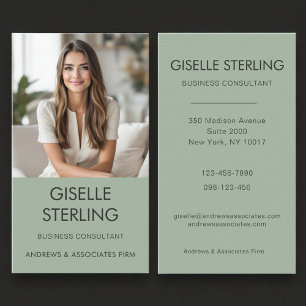 Carte De Visite Consultant d'affaires Sage Green Photo professionn