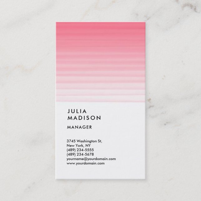 Carte De Visite Consultant du gestionnaire de tendance rose vertic (Devant)