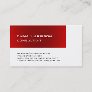 Carte De Visite Consultant élégant et tendance Red White