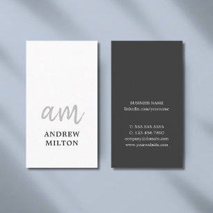 Carte De Visite Consultant élégant professionnel gris-blanc monogr