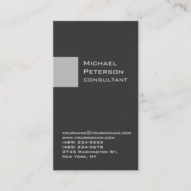 Carte de visite consultant en bande gris argent (Devant)