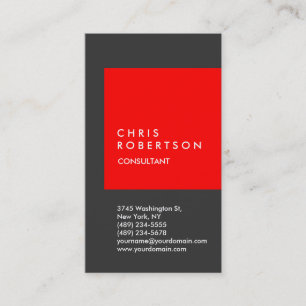 Carte de visite consultant en bande gris-rouge ten