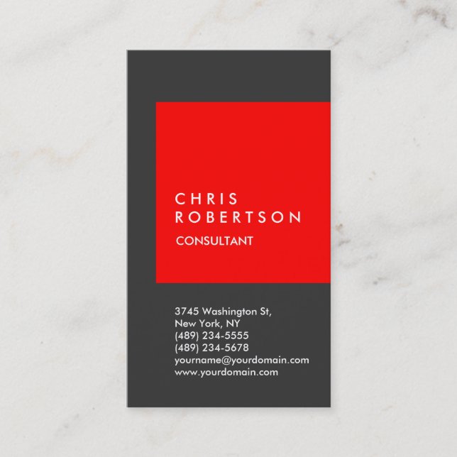 Carte de visite consultant en bande gris-rouge ten (Devant)