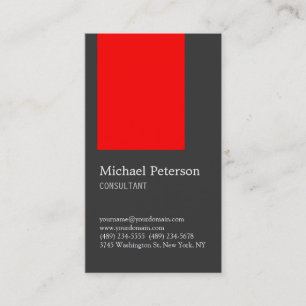 Carte de visite consultant en bande rouge gris ver