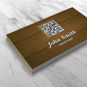 Carte De Visite Consultant en code QR en bois élégant