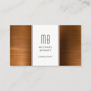 Carte De Visite Consultant en feuille métallique cuivre brun monog