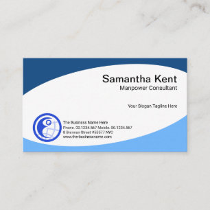 Carte De Visite Consultant en gestion des courbures bleues minimal