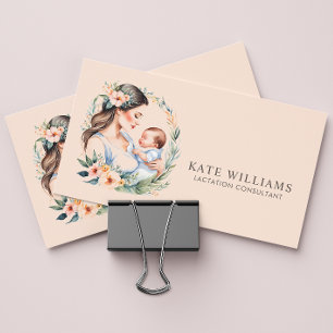 Carte De Visite Consultant en lactation Monogramme Aquarelle